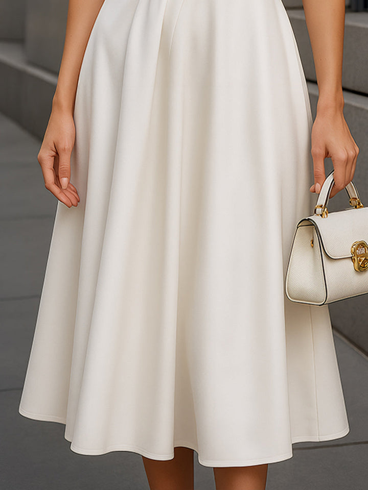 Olivia Bennet | Black A-Line Sleeveless Crepe Midi Dress
