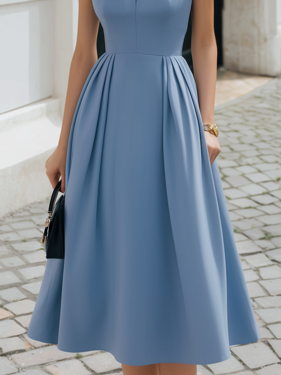 Olivia Bennet | Sleeveless Bow Detail Structured A-Line Midi Dress