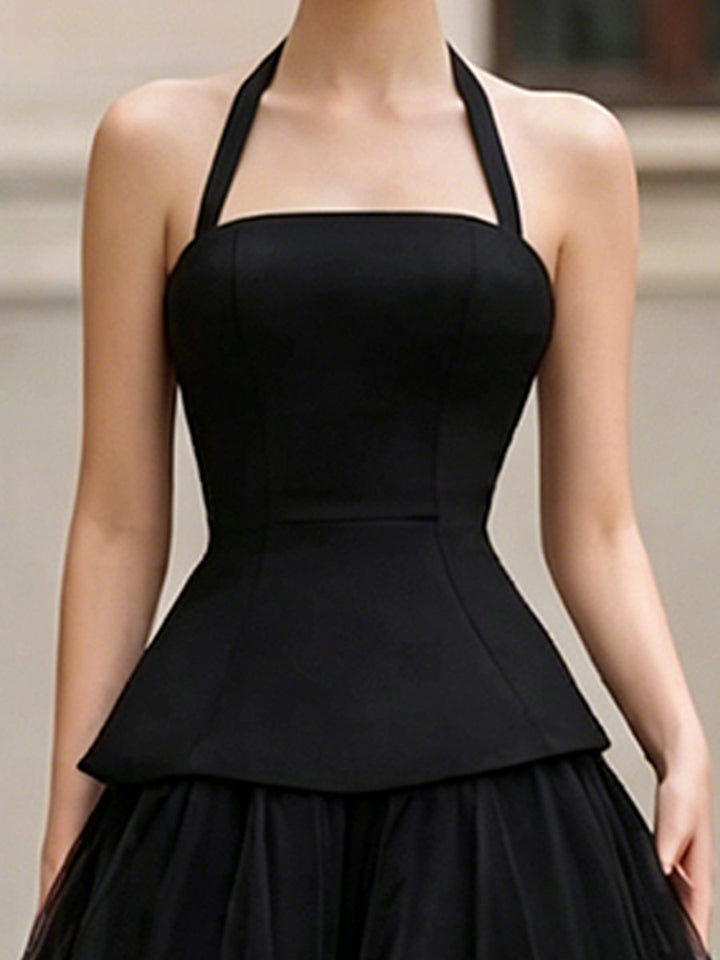 Olivia Bennet | Halter Neck Structured Tiered Tulle Midi Dress