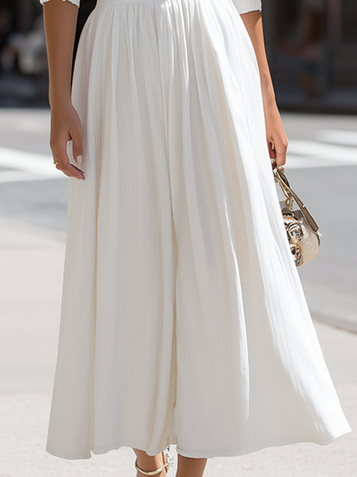 Olivia Bennet | Halter Neck Cutout Waist Pleated A-Line Midi Dress