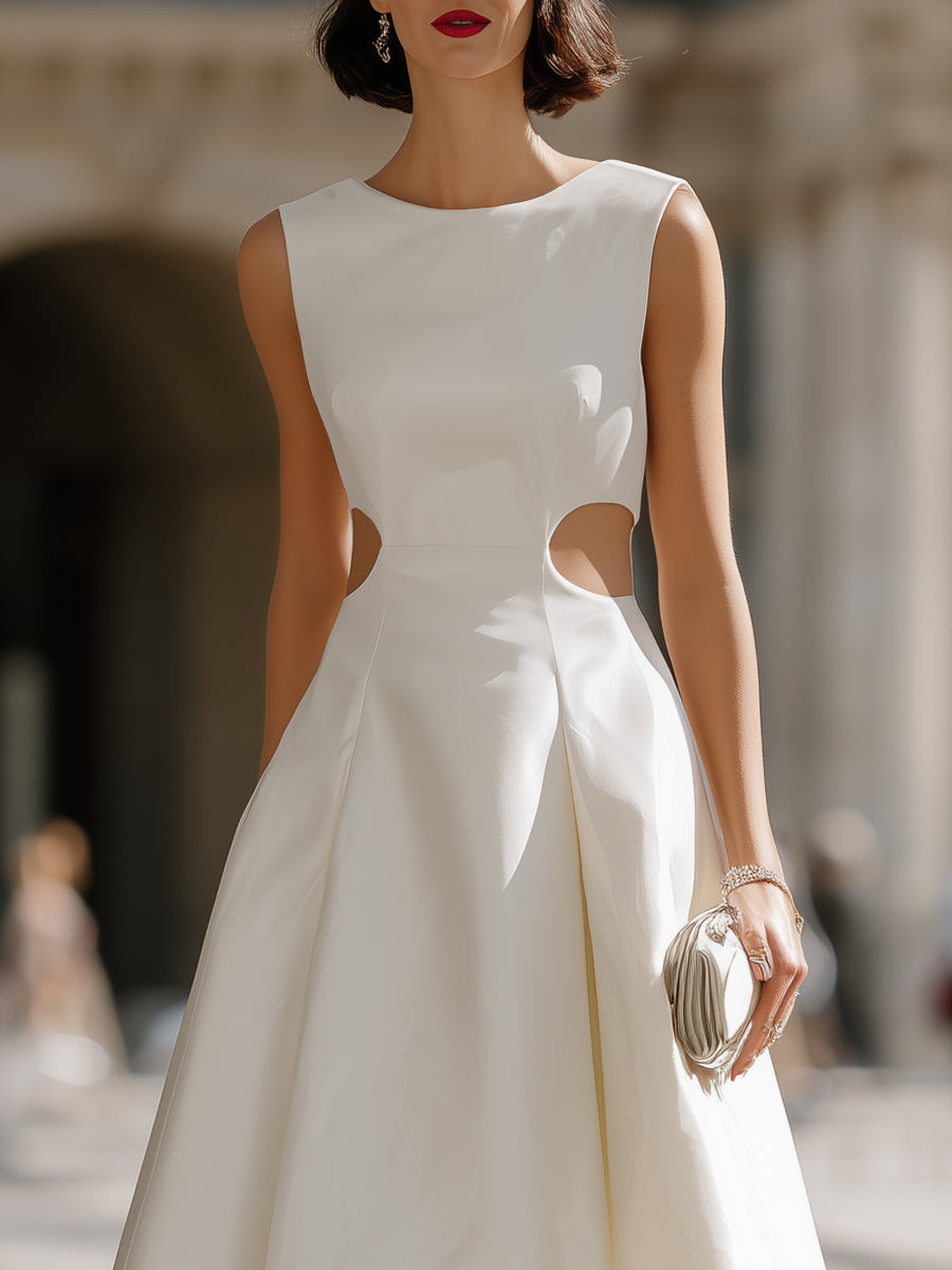 Olivia Bennet | Side Cut-Out Sculpted A-Line Midi Dress
