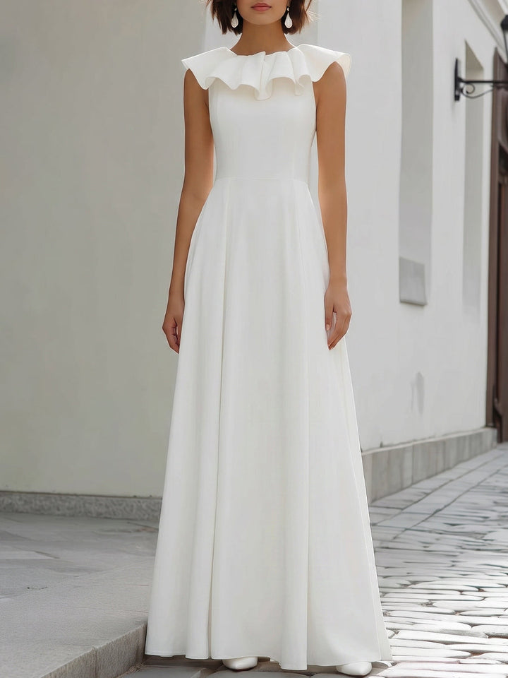 Olivia Bennet | Ruffle Neck Sleeveless A-Line Maxi Dress