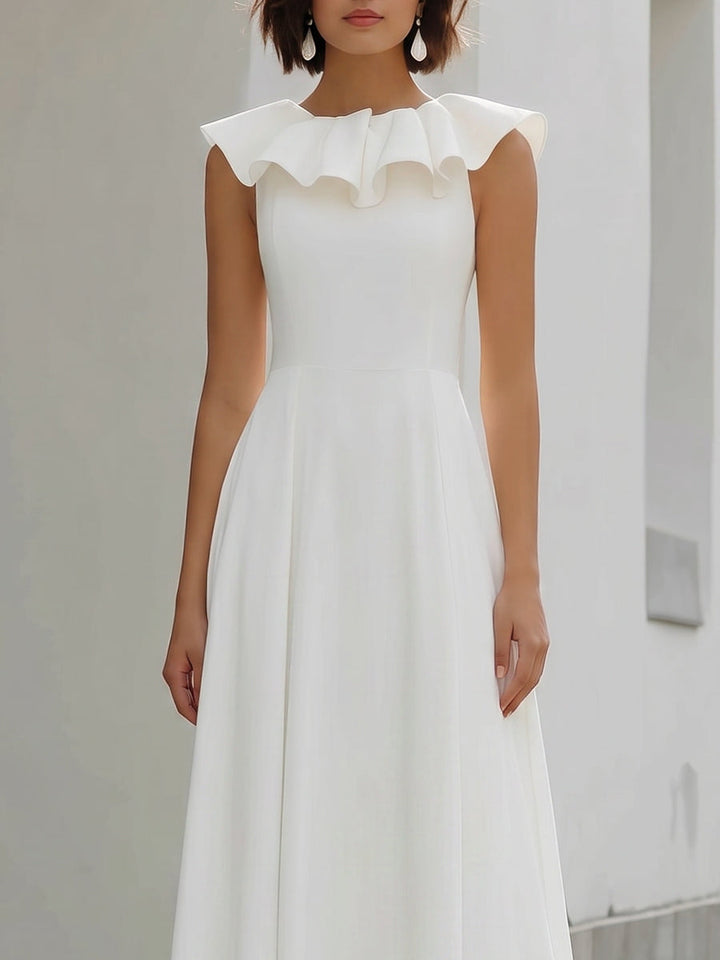 Olivia Bennet | Ruffle Neck Sleeveless A-Line Maxi Dress