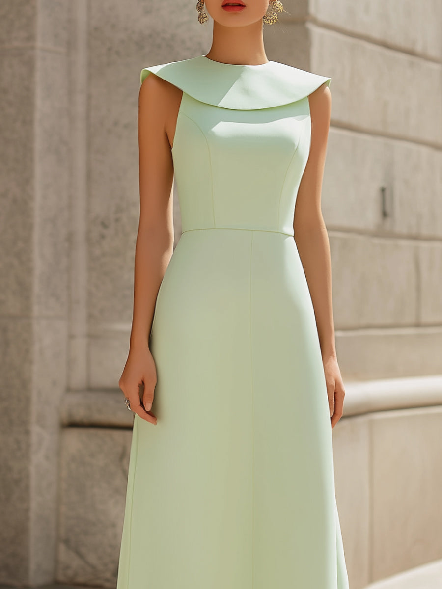 Olivia Bennet | Sculpted Collar Sleeveless A-Line Maxi Dress