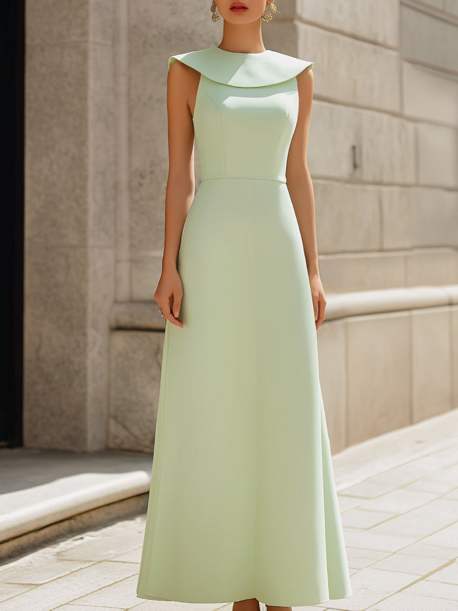 Olivia Bennet | Sculpted Collar Sleeveless A-Line Maxi Dress