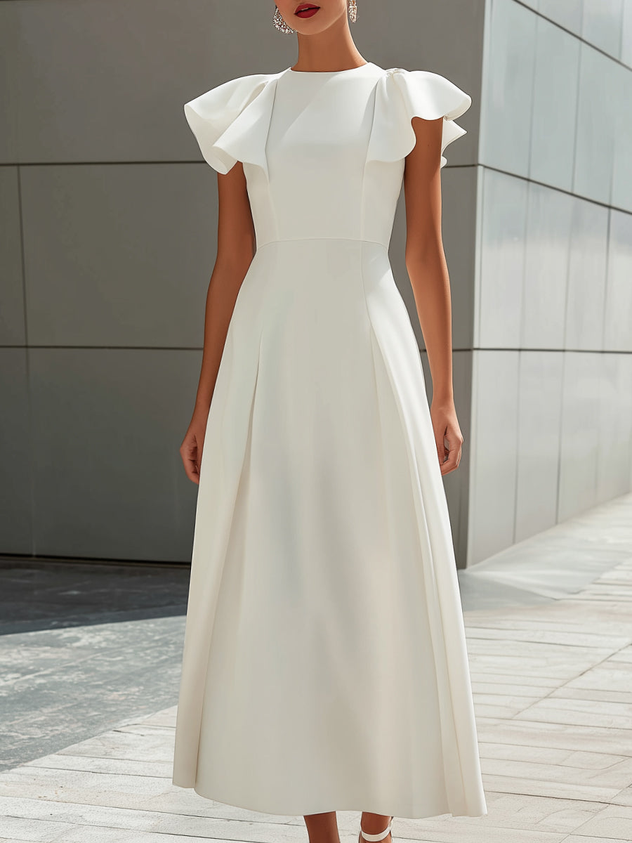 Olivia Bennet | Ruffle Sleeve Structured A-Line Maxi Dress