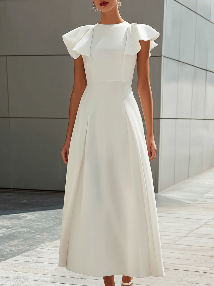 Olivia Bennet | Ruffle Sleeve Structured A-Line Maxi Dress