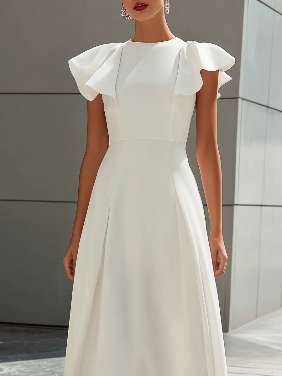 Olivia Bennet | Ruffle Sleeve Structured A-Line Maxi Dress