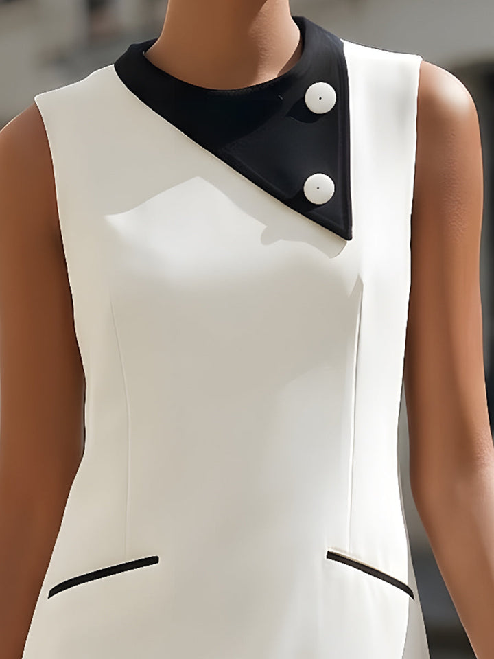 Olivia Bennet | Contrast Collar Sleeveless Shift Dress,