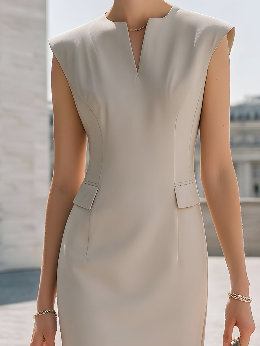 Olivia Bennet | Notch Neck Cap Sleeve Sheath Dress
