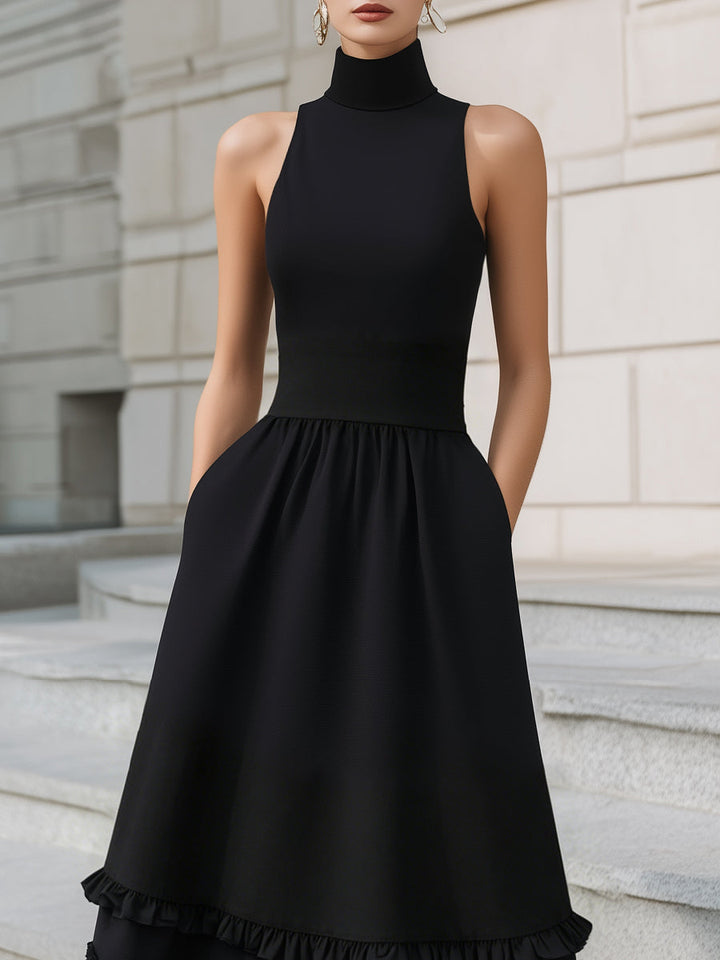 Olivia Bennet | High-Neck Sleeveless Tiered Ruffle Maxi Dress