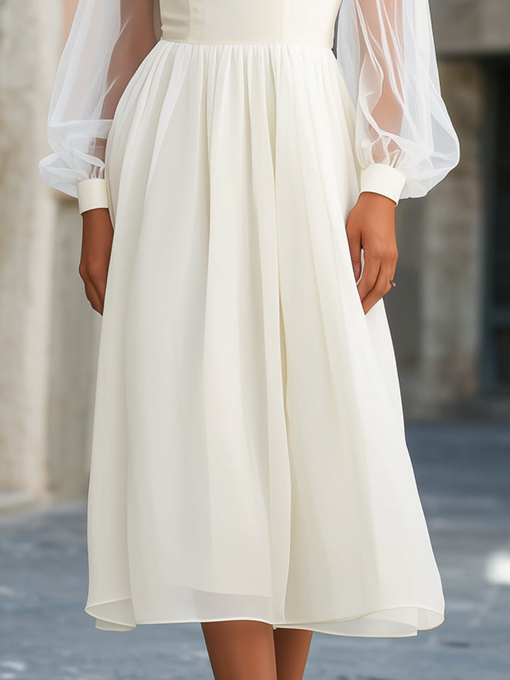 Olivia Bennet | Sheer Sleeve Empire Waist Flowing Midi Dress