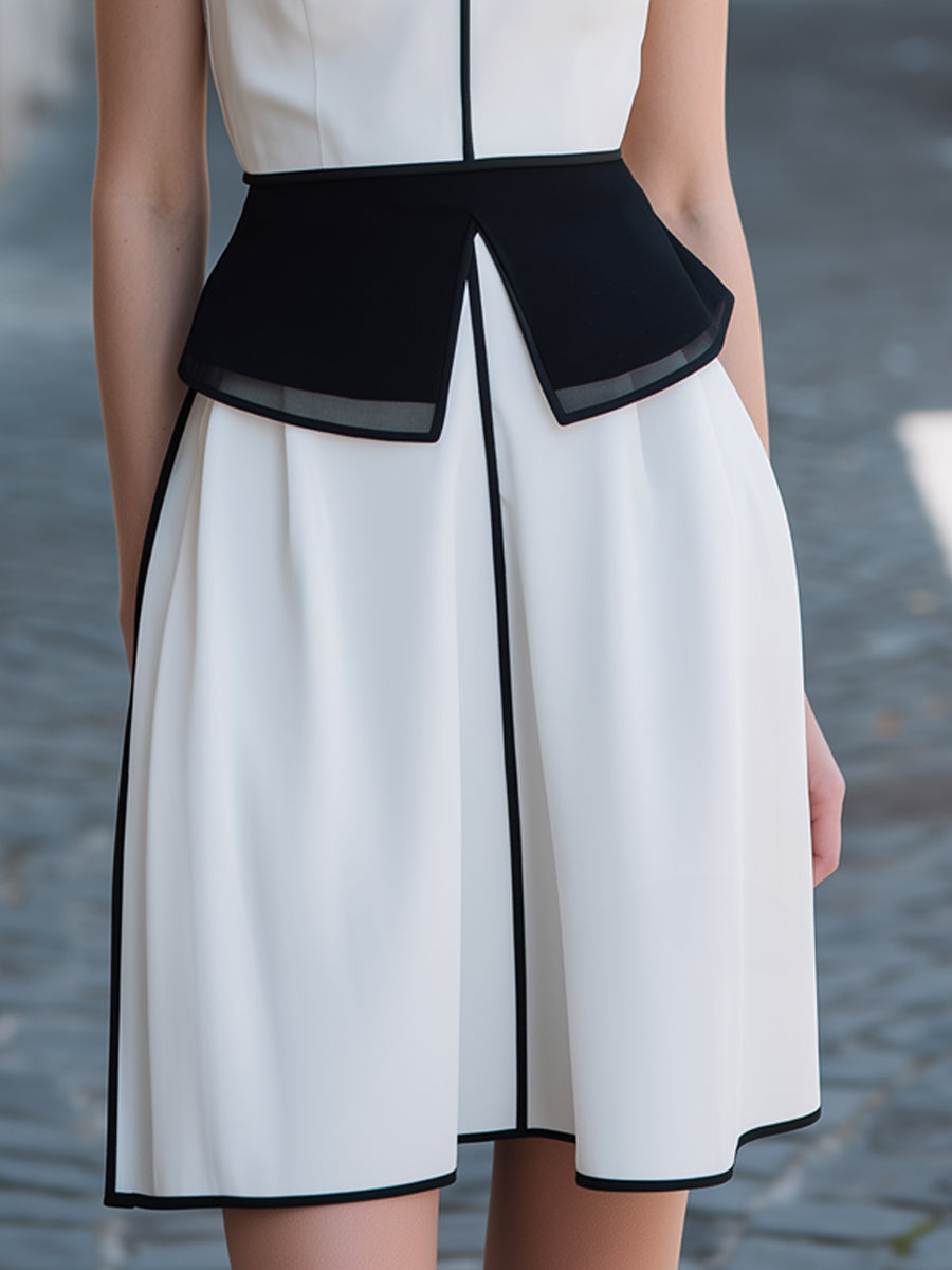 Olivia Bennet | Contrast Trim Pleated A-Line Mini Skirt