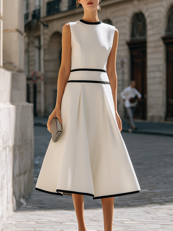 Olivia Bennet | Structured Contrast Trim Sleeveless A-Line Maxi Dress