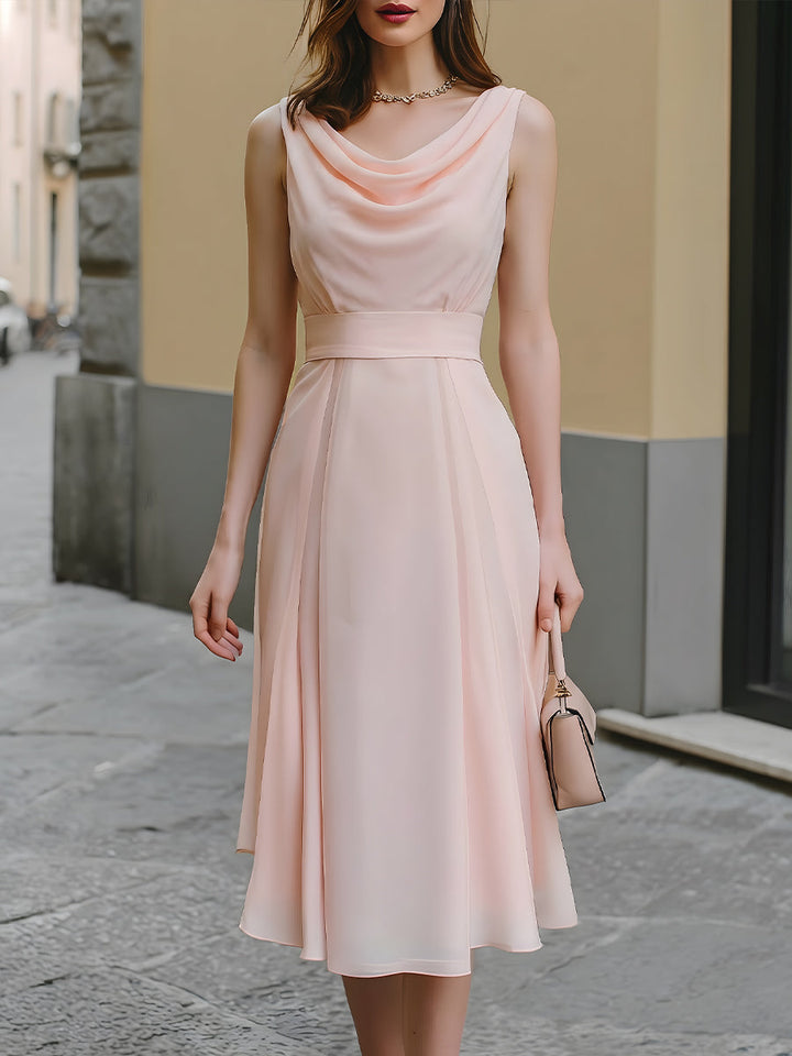 Olivia Bennet | Draped Cowl Neck Sleeveless Midi Dress