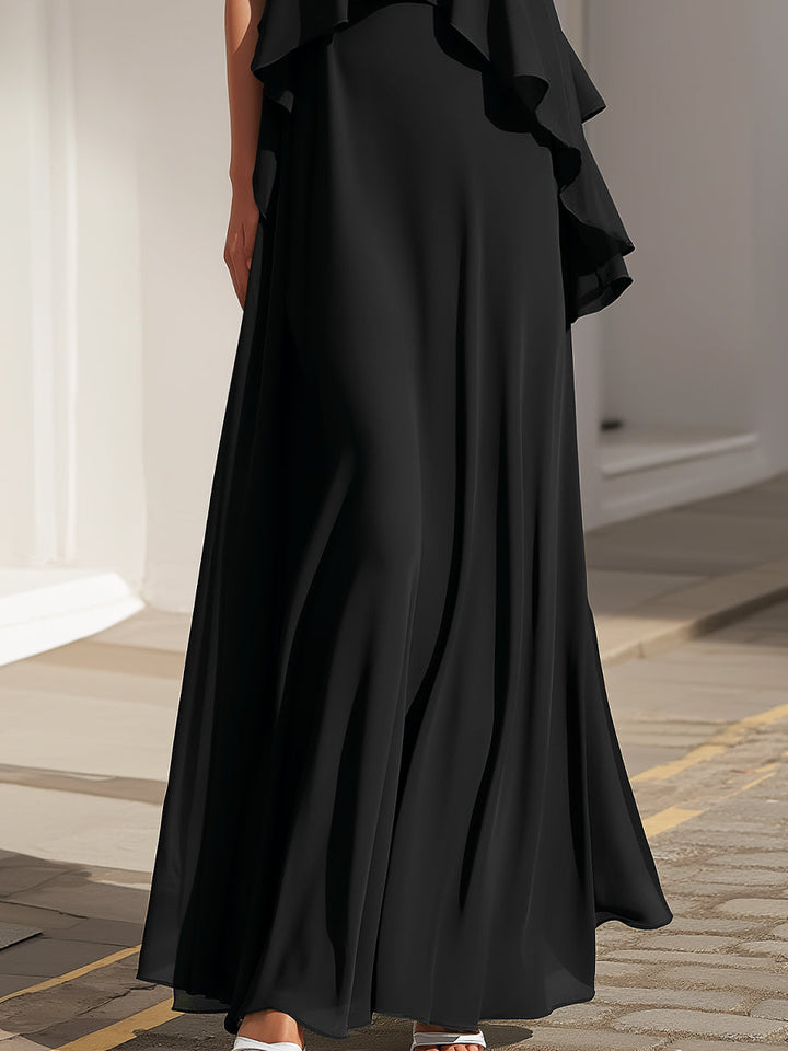 Olivia Bennet | Sleeveless Layered Ruffle Flowing Maxi Dress