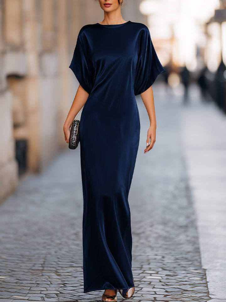 Olivia Bennet | Relaxed Batwing Sleeve Fluid Column Maxi Dress