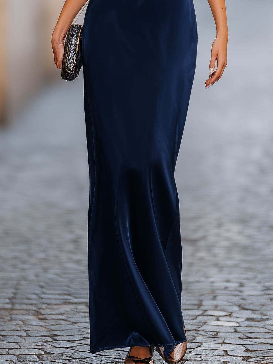 Olivia Bennet | Relaxed Batwing Sleeve Fluid Column Maxi Dress