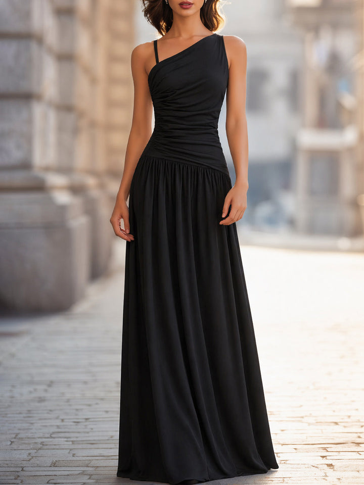 Olivia Bennet | One-Shoulder Ruched Bodice Flowing Maxi Dress