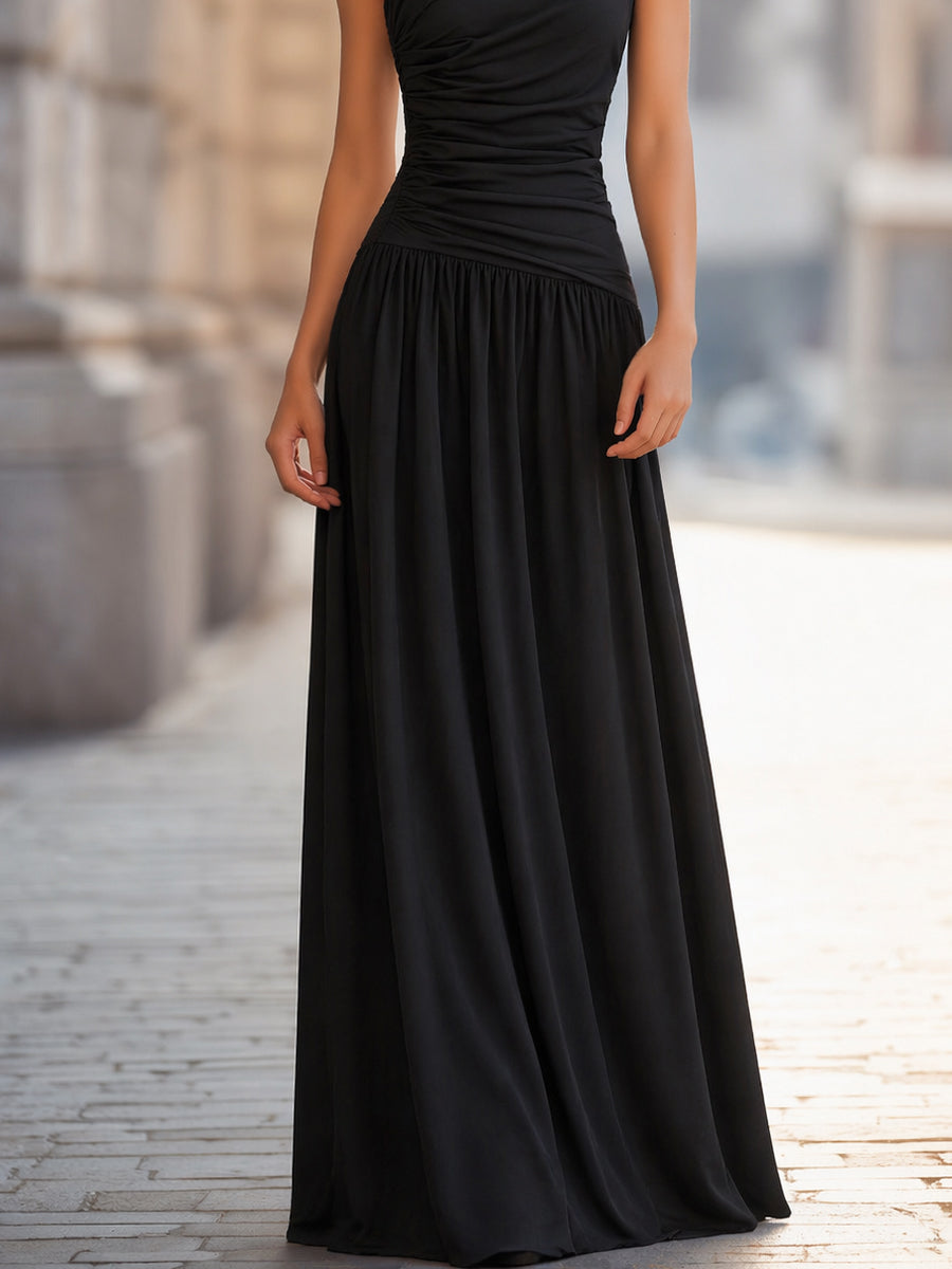 Olivia Bennet | One-Shoulder Ruched Bodice Flowing Maxi Dress