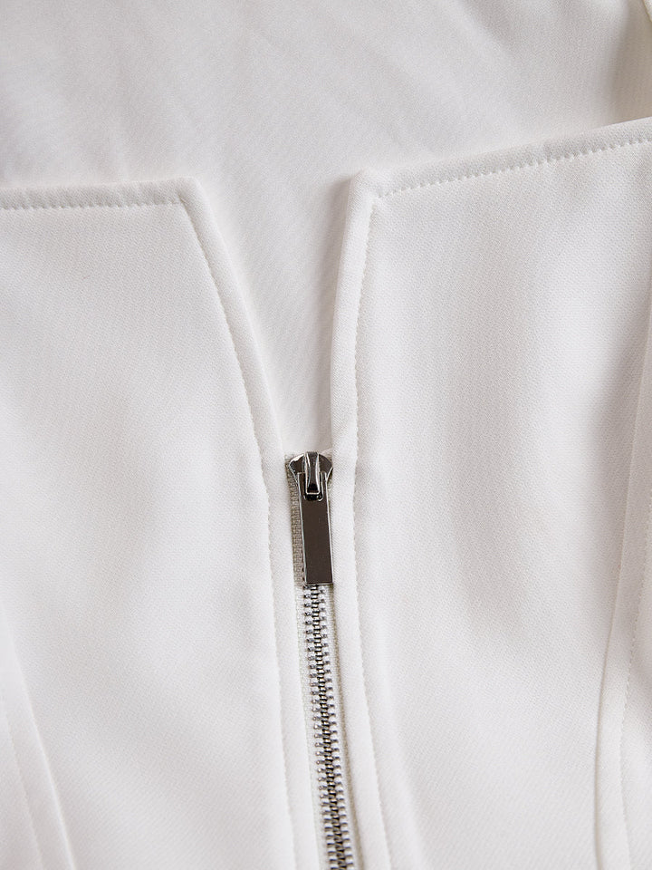 Olivia Bennet | Structured Zip-Front Ponte Midi Dress