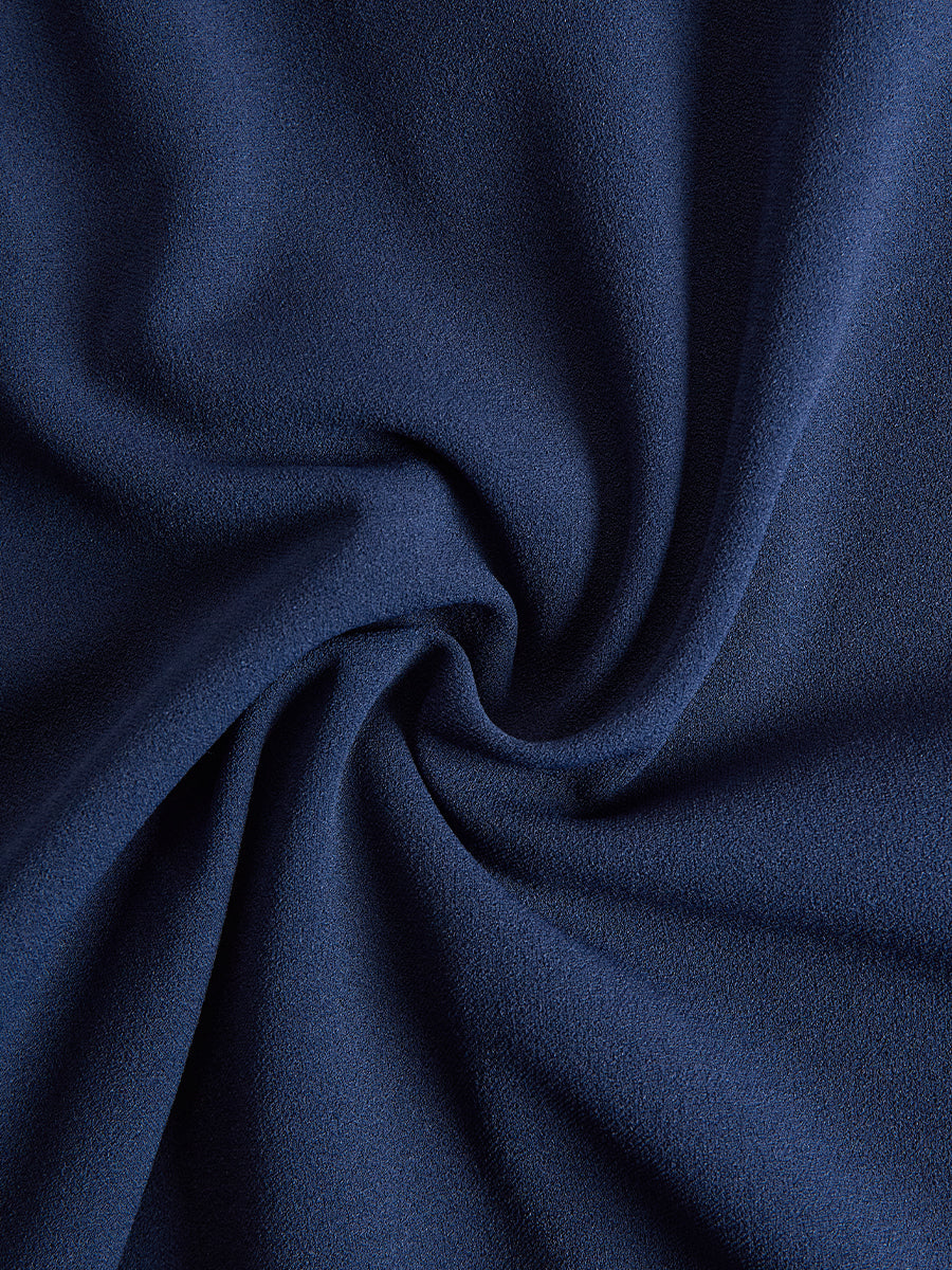Olivia Bennet | Elegant Navy Blue Batwing Sleeve Midi Sheath Dress