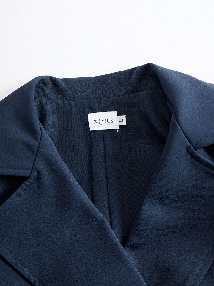 Olivia Bennet | Navy Blue Tailored Fit Flared Hem Coat Dress