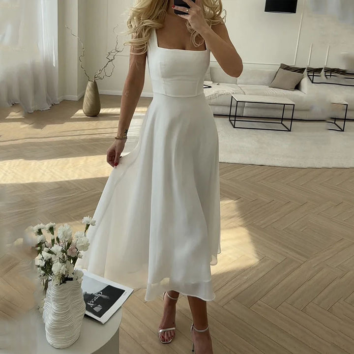 Women Wedding Guest Square Midi Dress