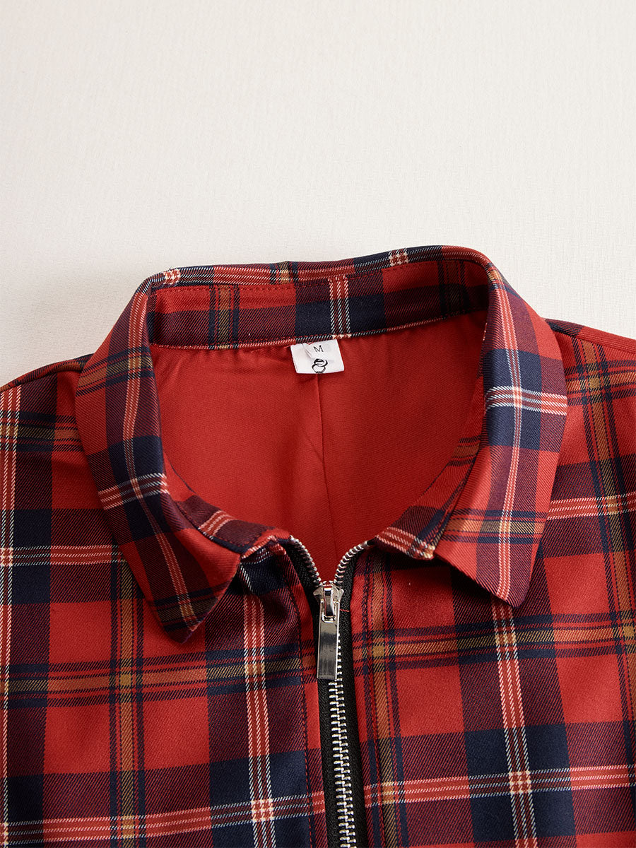 Olivia Bennet | Elegant Long Sleeve Plaid Dress - Perfect Blend Of Classic And Contemporary