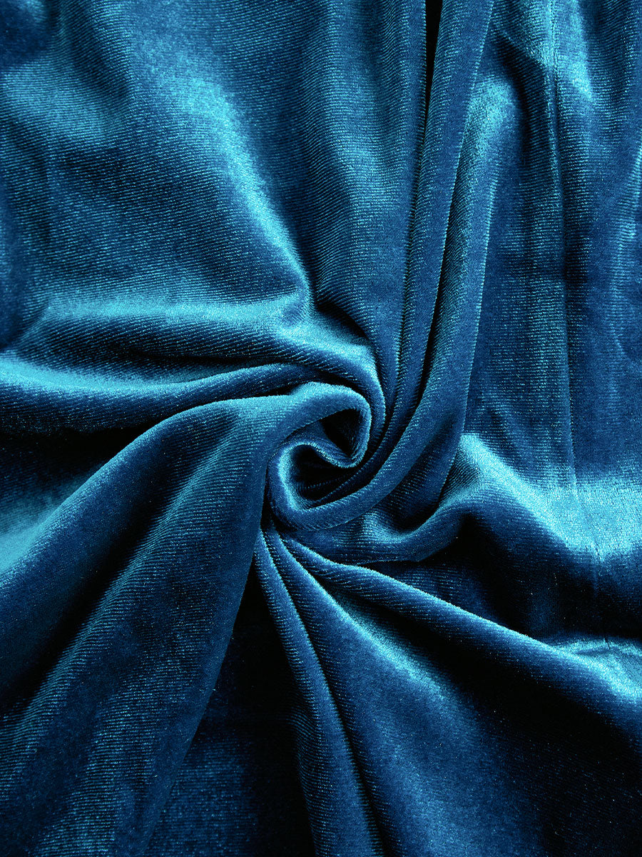 Olivia Bennet | Elegant Midnight Blue Velvet Wrap Midi Dress