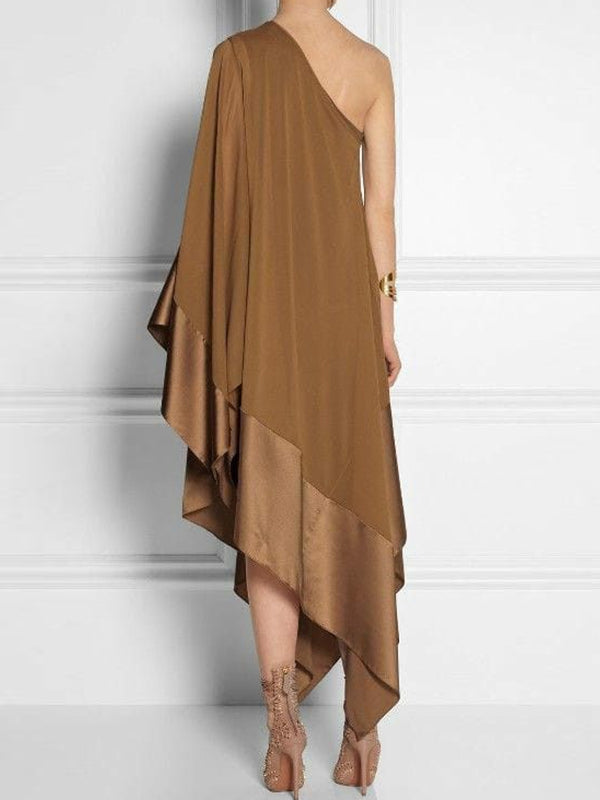 Olivia Bennet | Loose Asymmetric Split-Joint One-Shoulder Maxi Dresses