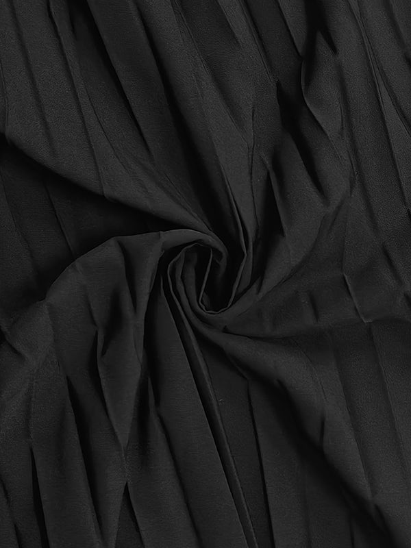 Olivia Bennet | Bodycon Sleeveless Hollow Pleated Solid Color Split-Joint Mock Neck Maxi Dresses