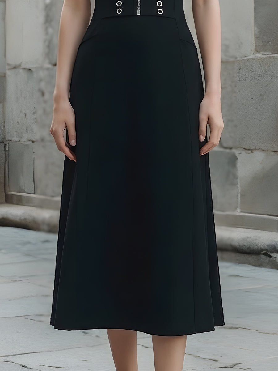 Olivia Bennet | Off-Shoulder Strap Midi Dress