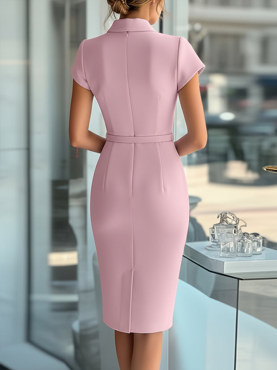 Olivia Bennet | Sky Blue Asymmetrical Belted Dress