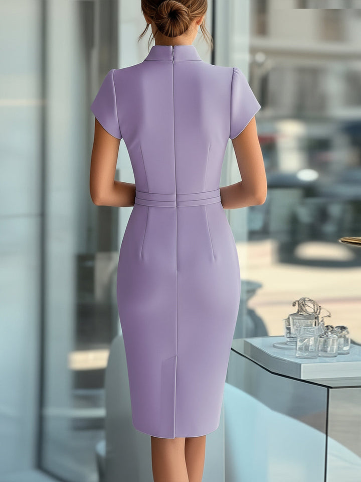 Olivia Bennet | Sky Blue Asymmetrical Belted Dress
