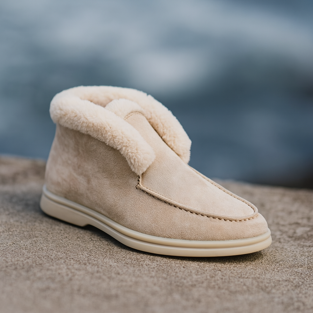 Olivia Bennet | Shearling Loafer Boots for Women in Brown