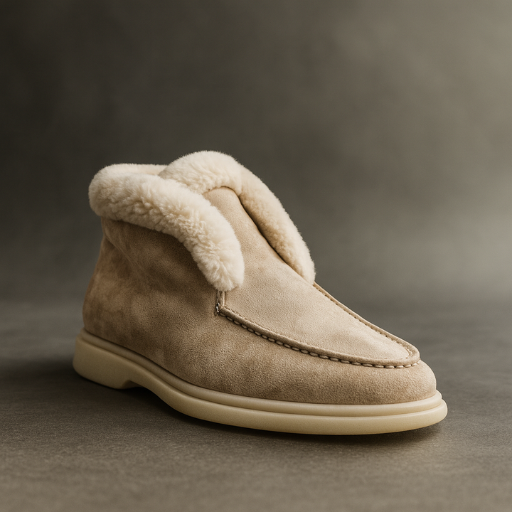 Olivia Bennet | Shearling Loafer Boots for Women in Brown