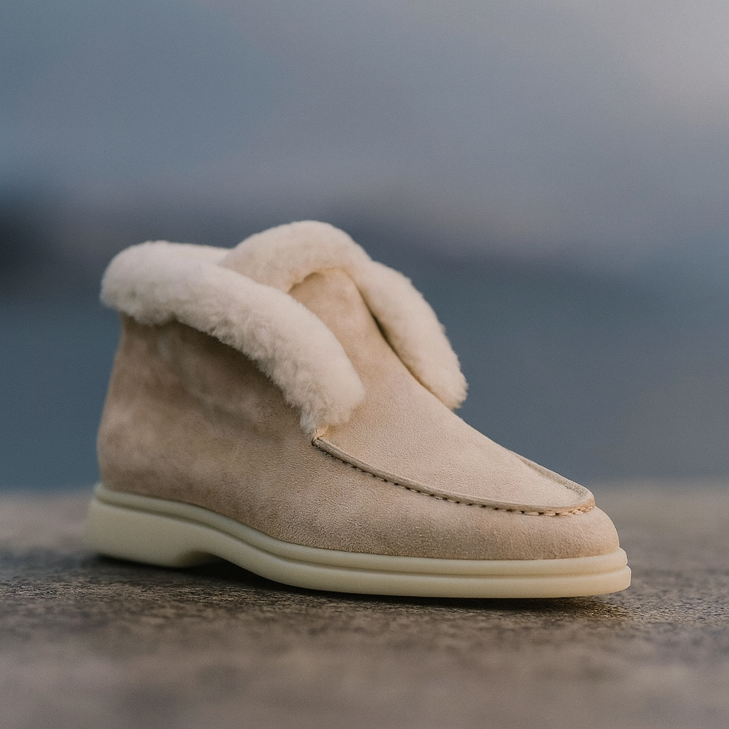 Olivia Bennet | Shearling Loafer Boots for Women in Brown