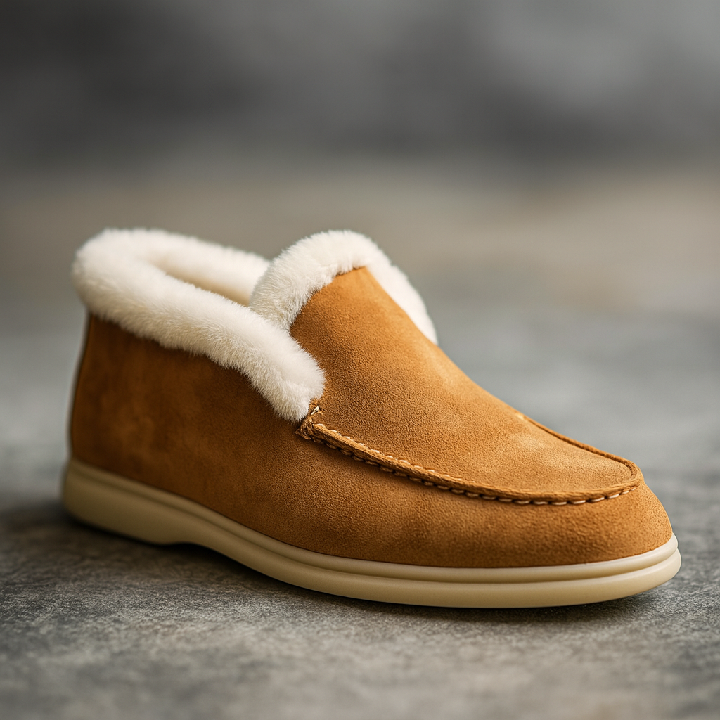Olivia Bennet | Shearling Loafer Boots for Women in Brown