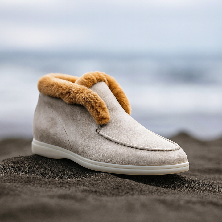 Olivia Bennet | Shearling Loafer Boots for Women in Brown