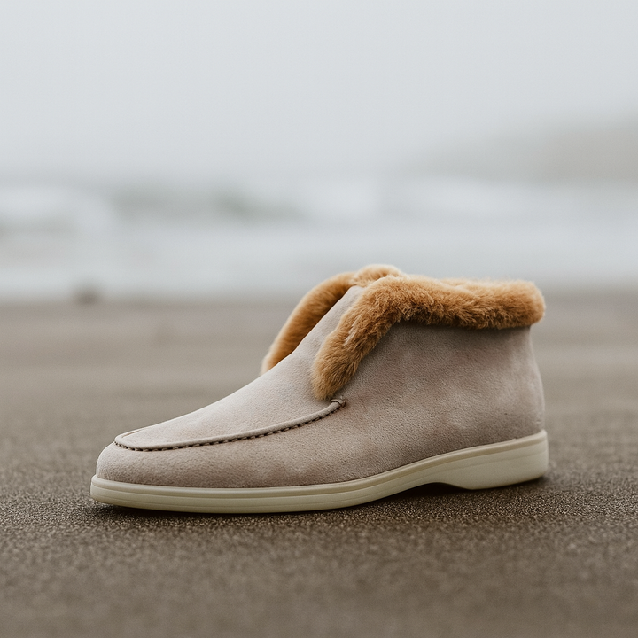 Olivia Bennet | Shearling Loafer Boots for Women in Brown
