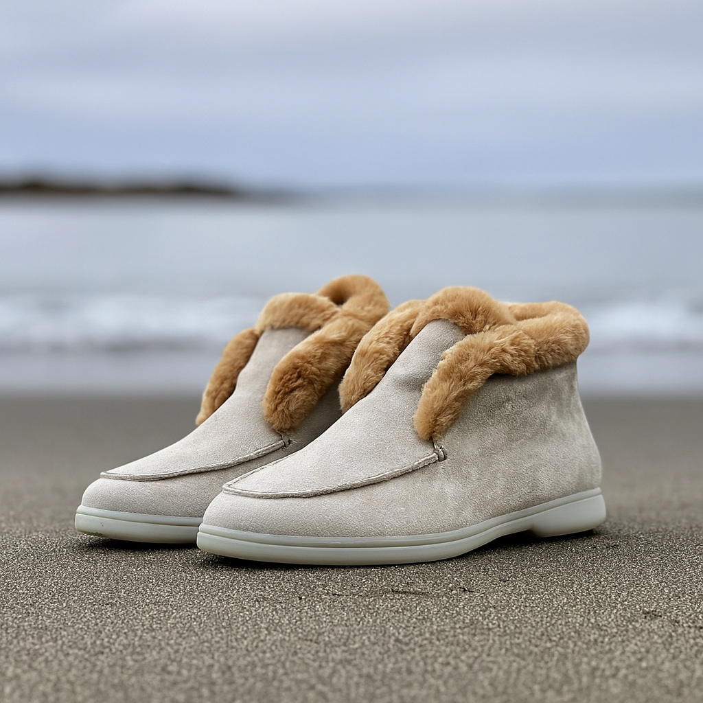 Olivia Bennet | Shearling Loafer Boots for Women in Brown