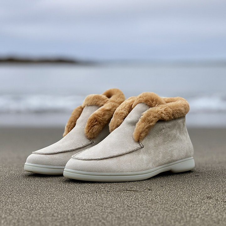 Olivia Bennet | Shearling Loafer Boots for Women in Brown