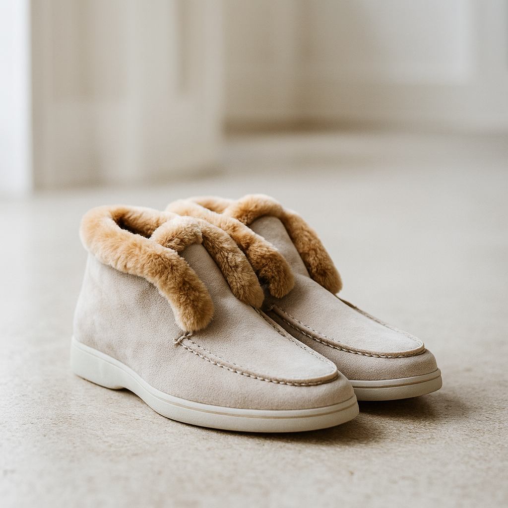 Olivia Bennet | Shearling Loafer Boots for Women in Brown
