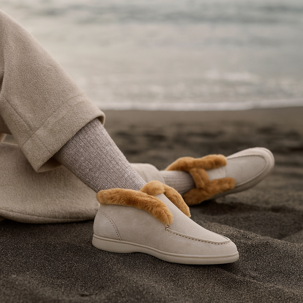 Olivia Bennet | Shearling Loafer Boots for Women in Brown