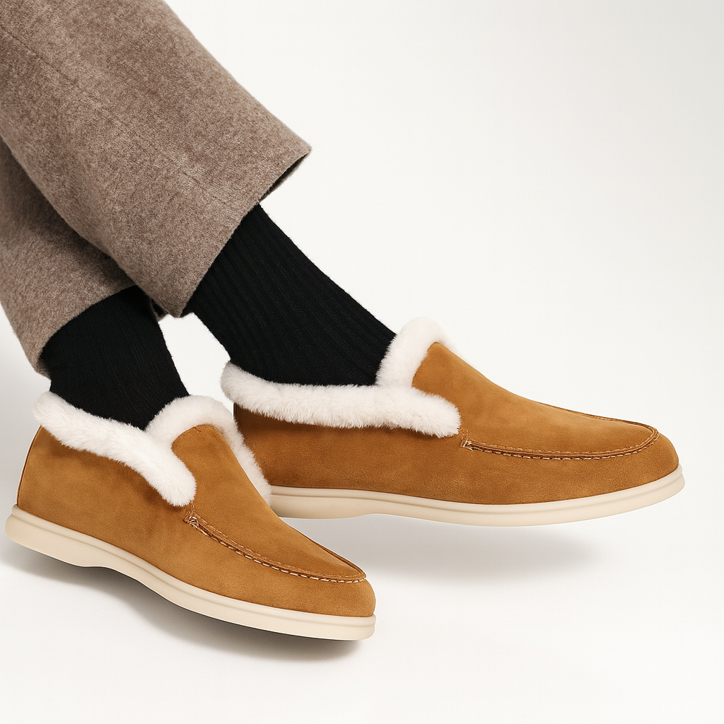 Olivia Bennet | Shearling Loafer Boots for Women in Brown