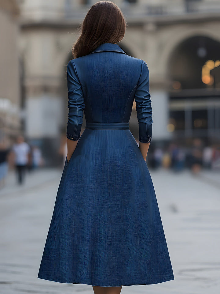 Olivia Bennet | Zippered Belted Denim Midi Dress