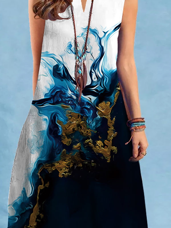 Olivia Bennet | Loose Plus Size Printed V-Neck Mini Dresses