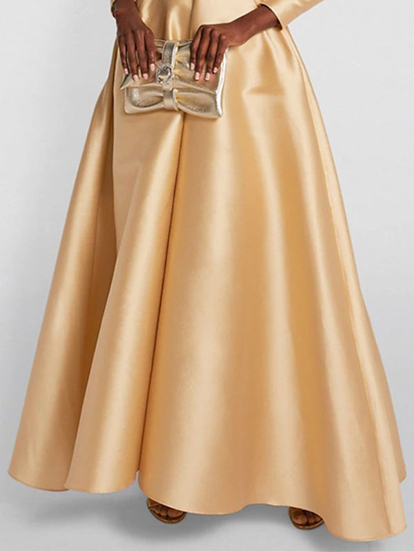 Olivia Bennet | A-Line High Waisted Pleated Solid Color V-Neck Maxi Dresses