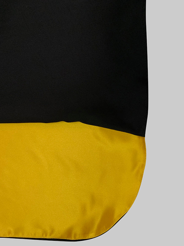 Olivia Bennet | Irregularity Asymmetric Contrast Color Round-Neck Maxi Dresses